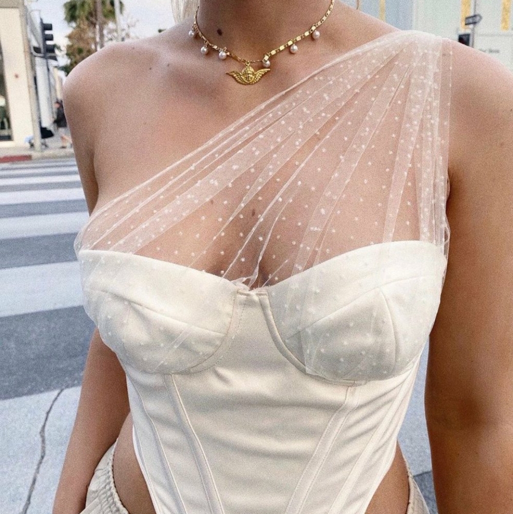 House of CB Kim White Ivory Draped Tulle Corset - Picture 2 of 2